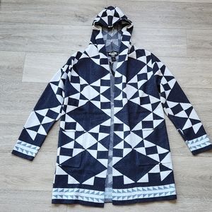 Oliver.O by Escio Blue Cardigan Womens Small Diamond Triangle  Sweater Nwt